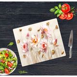 30x40cm - Ballı Çiçek - Cam Kesme Tahtası