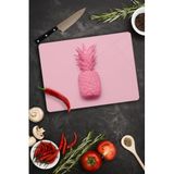 30x40cm - Pembe Ananas Desenli - Cam Kesme Tahtası