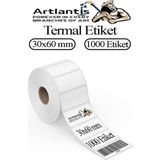 30x60 mm Barkod Etiketi Yapışkanlı 1 Adet Rulo Etiket Termal Barkot Terazi Etiketi 1000 li Barkod Yazıcılarına Uyumludur