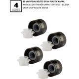 31 mm Vidalı Kilitli Siyah Plastik Kapak Akıtıcılı (Zeytinyağı Kapak - Akıtıcılı) - 31,5/24 Drop Stop Plastik Kapak