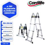 310 cm +310 cm -10+10 Basamaklı Alümınyum Teleskopik Merdiven - A Tipi Uzayan Merdiven