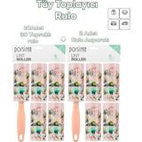 3106 Kedi Köpek Tüy Toplayıcı Rulo + 10 Adet Rulo + 2 Adet Tutma Aparatı Toplam 300 Yaprak Somon - Açık Pembe - Dudak Rengi