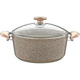 3110 2 Parça Bio Granit 18X10 cm 2,00 Litre Derin Tencere Sütlü Kahve Rengi - Kahverengi - 18 x 10 Cm - 2,0 Litre