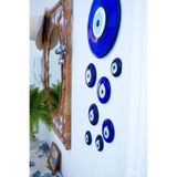 312 KONSEPT 10 Adet Karışık Boy Delikli Cam Nazar Boncuğu 1 Adet 7 Cm , 3 Adet 5 Cm ,3 Adet 4 Cm ,3 Adet 3 Cm