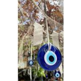 312 KONSEPT 15 Adet 5 Cm Delikli Cam Nazar Boncuğu Ağaç Süsleme Dekoratif Nazar+5 Metre Jüt İp