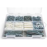312 Parça 11 Çeşit Vida Dübel ve Pul Seti - Organizer Takım Çantası - Dın 7505 Sunta Vidaları - Kraft Plastik Dübel - Pz2 Bits Uç Dahil - 001-Renkli