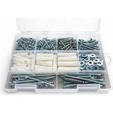 312 Parça 11 Çeşit Vida Dübel ve Pul Seti - Organizer Takım Çantası - Dın 7505 Sunta Vidaları - Kraft Plastik Dübel - Pz2 Bits Uç Dahil - Standart