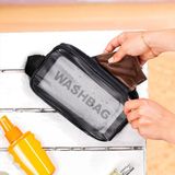 3140 2li Şeffaf Seyahat ve Makyaj Çantası Su Geçirmez Organizer Washbag 21X13CM - büyük
