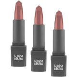 315 Glossy Plum Parlak Ruj - Nemlendirici Etkili Pürüzsüz Dudak Görünümü - Glossy Lipstick (3 Paketi)