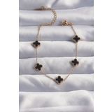316L Çelik Baby Boy Gold Renk Siyah Mineli Yonca Bileklik - TJ-BB6276