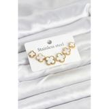 316L Çelik Gold Beyaz Renk 3 Boy Yonca Küpe Seti - TJ-BKP11237