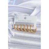 316L Çelik Gold Renk Halka Model Kadın Küpe Seti 5886