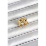 316L Çelik Gold Renk Hasır Model Kadın Yüzük - Tj-Byk4161