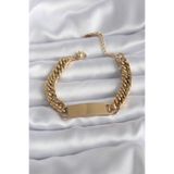 316L Çelik Gold Renk İsim Yazılabilir Plaka Model Kadın Bileklik BB5744