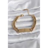 316L Çelik Gold Renk İsim Yazılabilir Plaka Model Kadın Bileklik - Tj-Bb5744 Tg-1395 339197