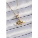 316L Çelik Gold Renk Kalp Detay Mektup Figür Charm Model Kadın Kolye