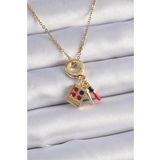 316l Çelik Gold Renk Makyaj Paleti Figür Charm Model Kadın Kolye - Tj-bko9322