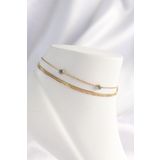 316L Celik Gold Renk Nazar Boncuk Tasarimli 2Li Halhal - Tj-Hh1607