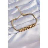 316L Çelik Gold Renk Oval Figürlü Bileklik - EBJ240629W25006