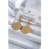 316L Çelik Gold Renk Pentagram Yıldızı İşleme Model Kadın Küpe - TJ-BKP7992