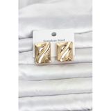 316L Çelik Gold Renk Plaka Model Kadın Küpe -1492