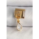 316L Çelik Gold Renk Sallantı Damla Zirkon Taşlı Nomination Charm - TJ-BC1345