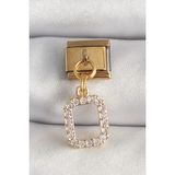 316L Çelik Gold Renk Sallantı Kare Zirkon Taşlı Nomination Charm - TJ-BC1350