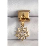 316L Çelik Gold Renk Sallantı Zirkon Taşlı Yıldız Model Nomination Charm Vice1395 4773