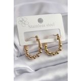 316L Çelik Gold Renk Topçuk Halka Model Kadın Küpe - TJ-BKP8301