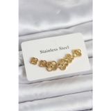 316L Çelik Gold Renk Yonca Küpe Seti TG27BKP11699