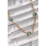 316L Çelik Gold Renk Zincir Nazar Boncuk Model Kadın Kolye - Lisinya - 001-Renkli