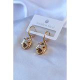316L Çelik Gold Renk Zirkon Taş Detay Kadın Küpe - Lisinya - 001-Renkli