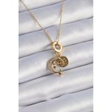 316L Çelik Gold Renk Zirkon Taşlı Ay Yıldız Model Charm Model Kadın Kolye 5886