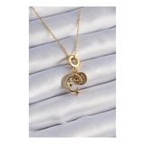 316L Çelik Gold Renk Zirkon Taşlı Ay Yıldız Model Charm Model Kadın Kolye