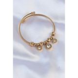 316L Çelik Gold Renk Zirkon Taşlı Cartier Model Charm Bileklik - EBJ240613W24947 BB6089