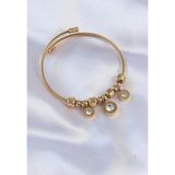 316L Çelik Gold Renk Zirkon Taşlı Cartier Model Charm Bileklik - EBJ240613W24947