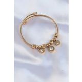 316L Celik Gold Renk Zirkon Tasli Cartier Model Charm Bileklik - Tj-Bb6089