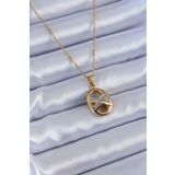 316L Çelik Gold Renk Zirkon Taşlı Kadın Kolye - TJ-BKO7635