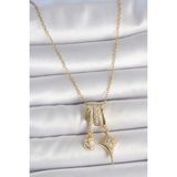 316L Çelik Gold Renk Zirkon Taşlı Sallantı Ay Yıldız Figür Charm Kadın Kolye - Lisinya - 001-Renkli