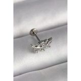 316L Çelik Gümüş Renk Dal Model Zirkon Taş Detaylı Tragus Piercing Eb-53-Vice/(1395) 1033