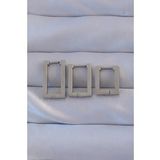 316L Çelik Gümüş Renk Dikdörtgen Küpe Seti - EBJ240807W25619