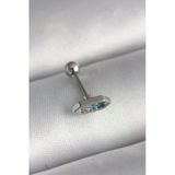 316L Çelik Gümüş Renk Mavi Zirkon Taşlı Tragus Piercing 5886