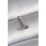 316L Çelik Gümüş Renk Mavi Zirkon Taşlı Tragus Piercing - Tj-Pr1285