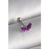 316L Çelik Gümüş Renk Mor Kelebek Model Tragus Piercing - Tj-Pr1287