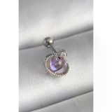 316L Çelik Gümüş Renk Mor Mineli Kalp Zirkon Taş Detay Tragus Piercing Eb-53-Vice/(1395) 1000