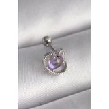 316L Çelik Gümüş Renk Mor Mineli Zirkon Taş Detay Tragus Piercing - Tj-Pr1273