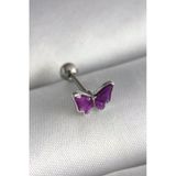 316L Çelik Gümüş Renk Mor Model Tragus Piercing - TJ-PR1287
