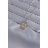 316L Çelik Gümüş Renk Pembe Mineli Ay Figür Tarot Kolye