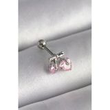316L Çelik Gümüş Renk Pembe Zirkon Taşlı Kalp Tragus Piercing Eb-53-Vice/(1395) 0974