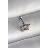 316L Çelik Gümüş Renk Renkli Zirkon Taşlı Yıldız Model Tragus Piercing - Lisinya